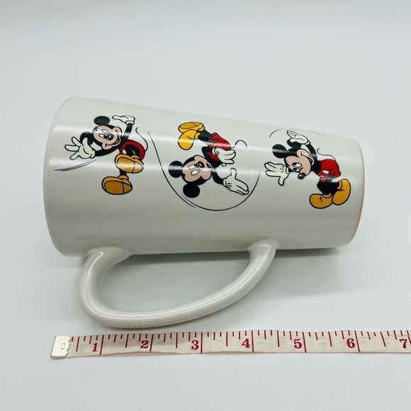 DISNEY MICKEY MOUSE TALL MUG WHITE WITH BLACK, RED, YELLOW & WHITE MICKEY - Picture 10 of 12